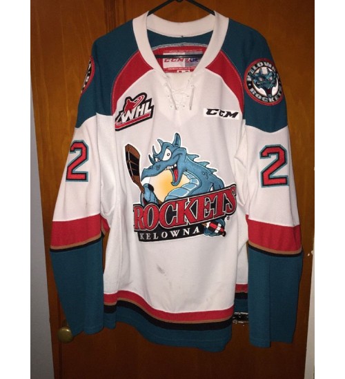 Custom WHL Kelowna Rockets 09 Pres Jesse Lees Home Hockey Jersey White